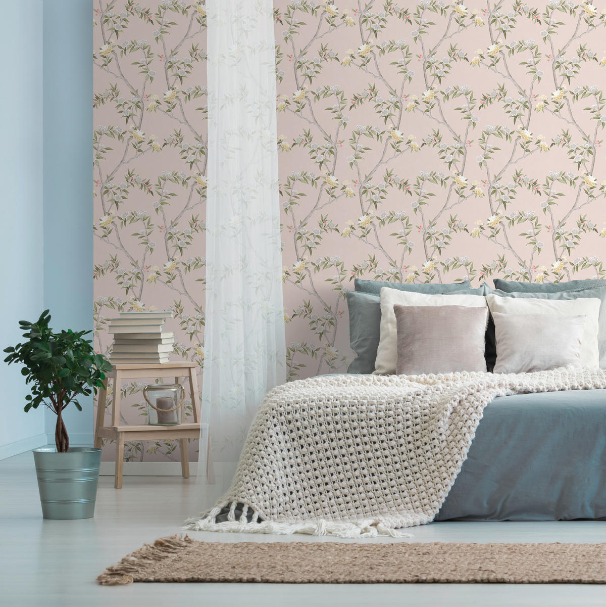 TAPETE Blumen 53 cm x 10 m - Pink, Papier (53/1000cm) - Sanders & Sanders