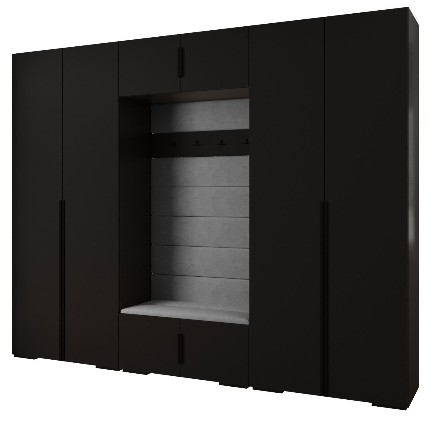 Abiks Möbel Garderoben-Set Schwarz, Grau, Schwarz 300x236.7x47 cm
