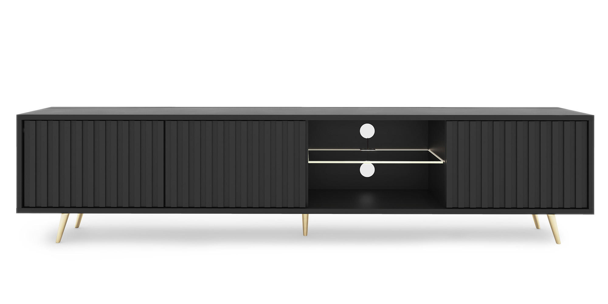 TV-SCHRANK Bello Schwarz Gold 175 cm - Schwarz, Holzwerkstoff (175/43.5/31.3cm) - Selsey