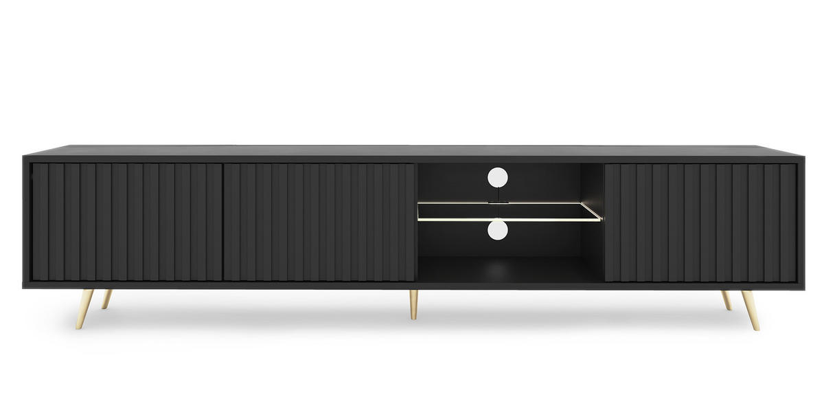 TV-SCHRANK Bello Schwarz Gold 175 cm - Schwarz, Holzwerkstoff (175/43.5/31.3cm) - Selsey