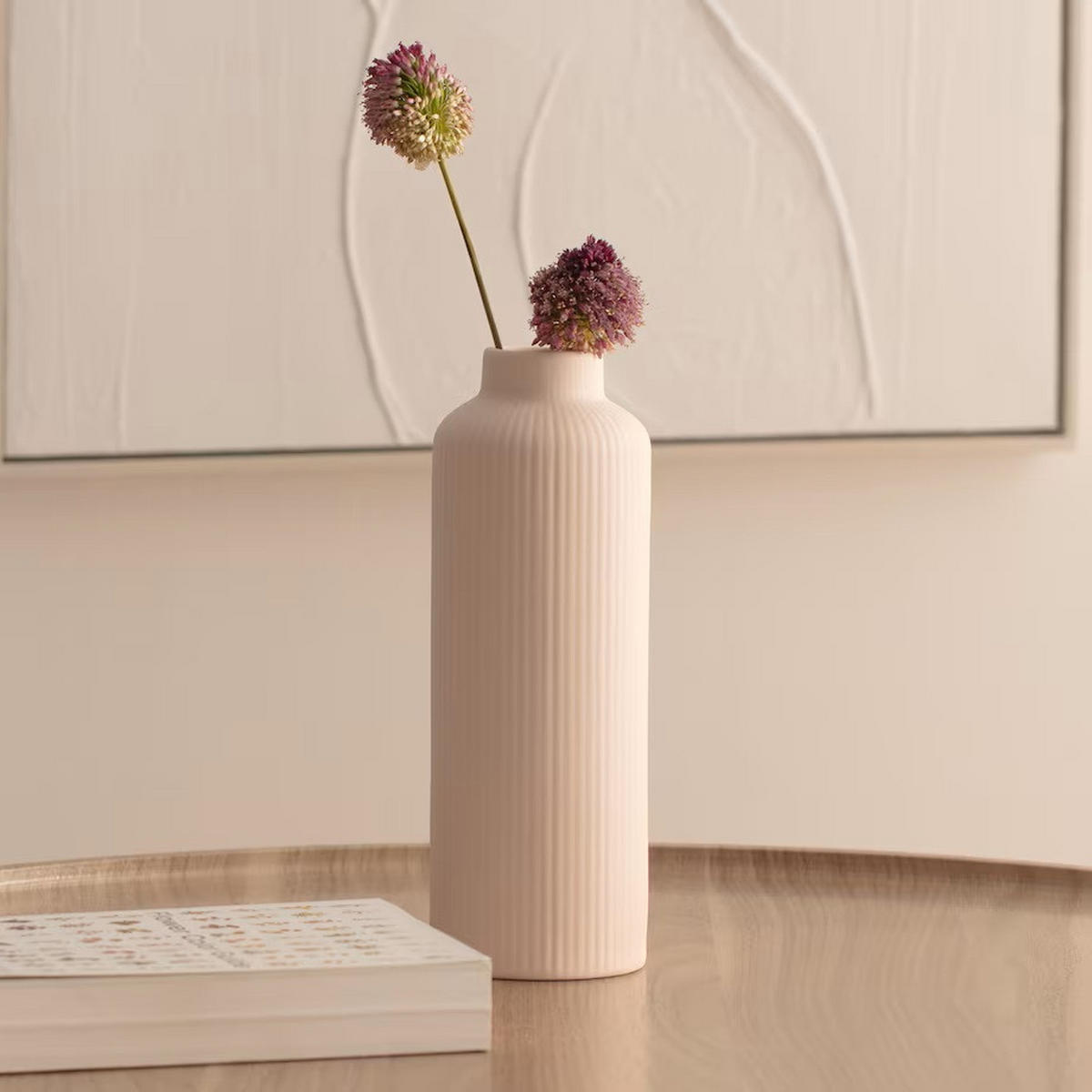 VASE Dahli, 23x8 cm, Rosa, Blumenvase Keramikvase Dekorative Perfekt für Blumen & Wohndekoration, Elegante Design - Rosa, Keramik (23cm) - home&you