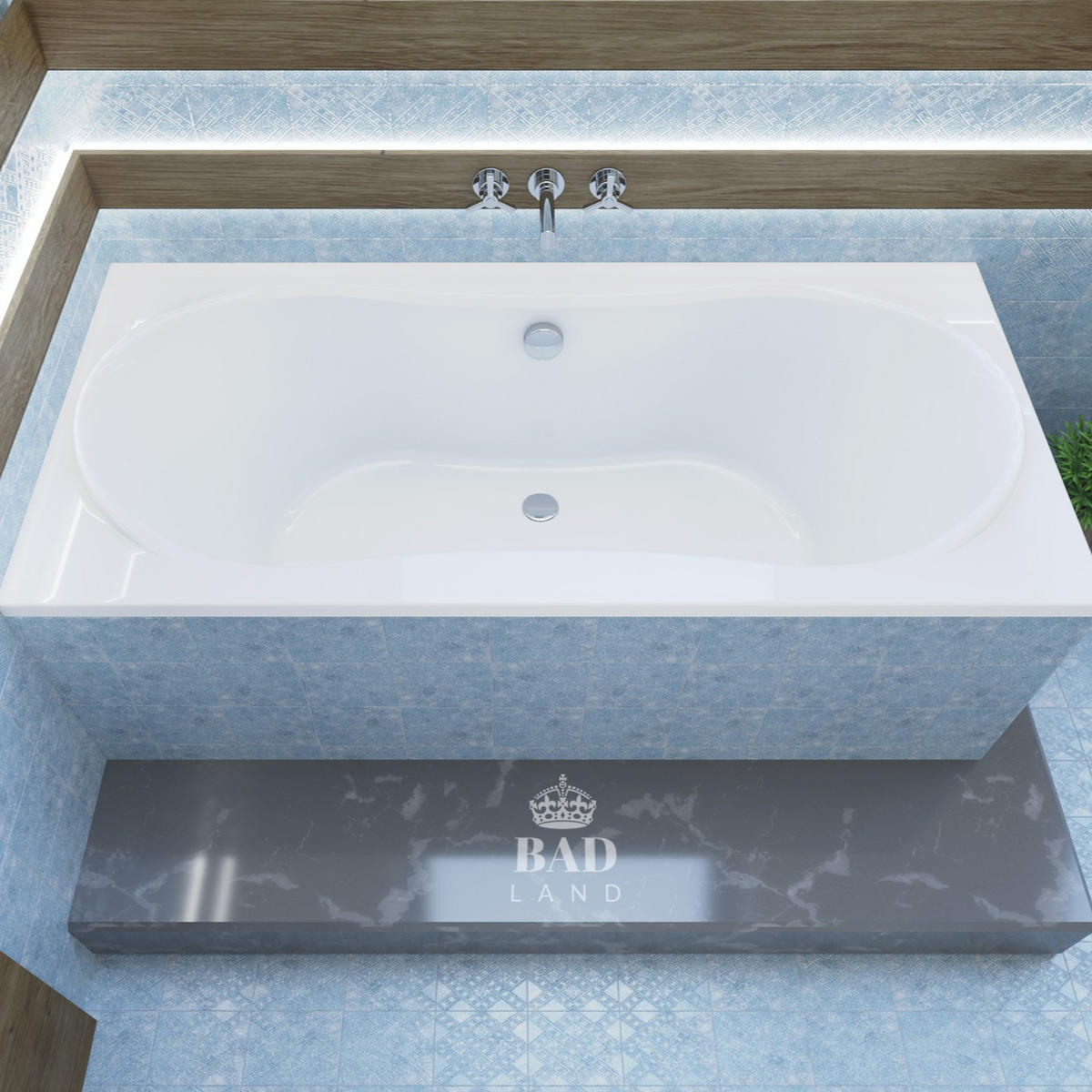 BADEWANNE Rechteck LONG 170/80 mit Styro Ablauf Füße - Weiß, Kunststoff (80/62/170cm) - bad land
