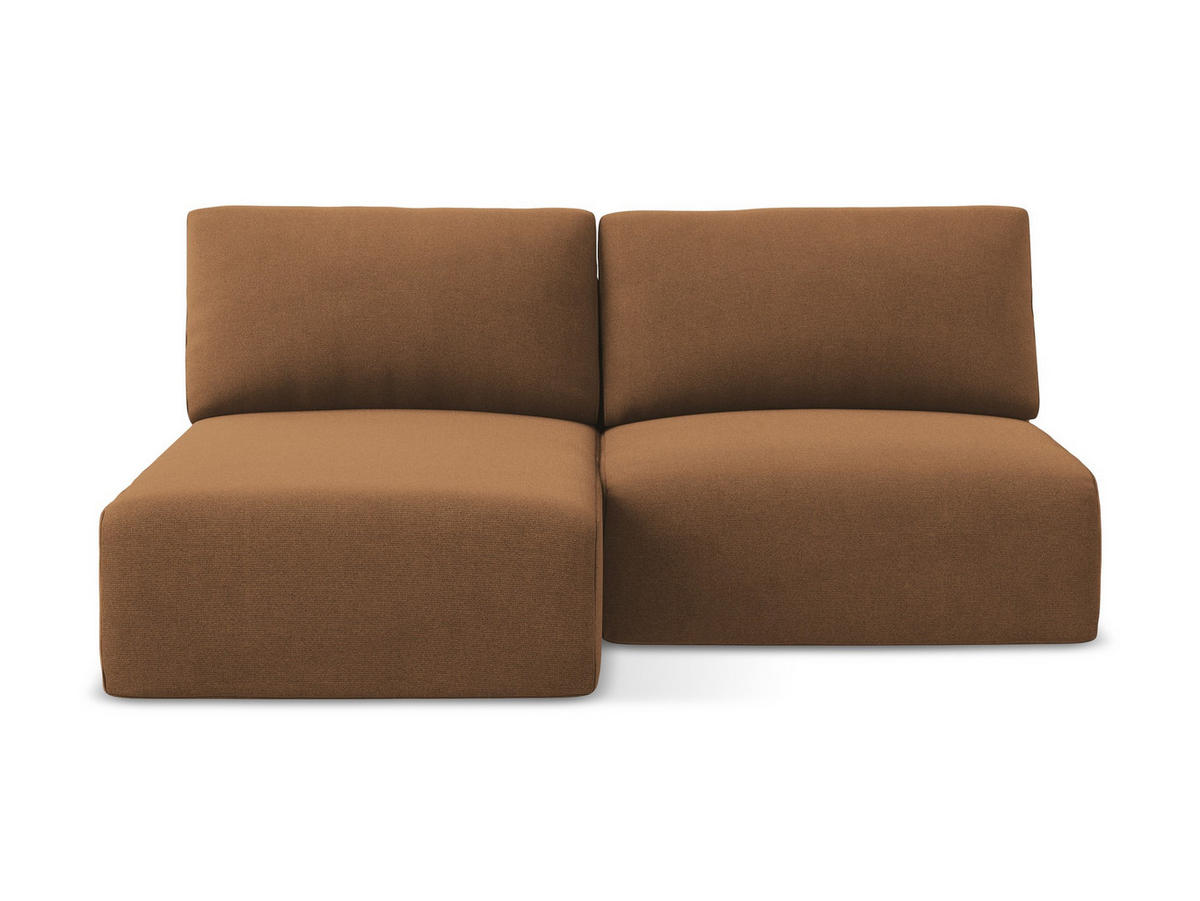 ECKSOFA mit Schlaffunktion links Strukturstoff Stoff Orange - Beige/Terra cotta, Kunststoff/Textil (149/210cm) - Makamii