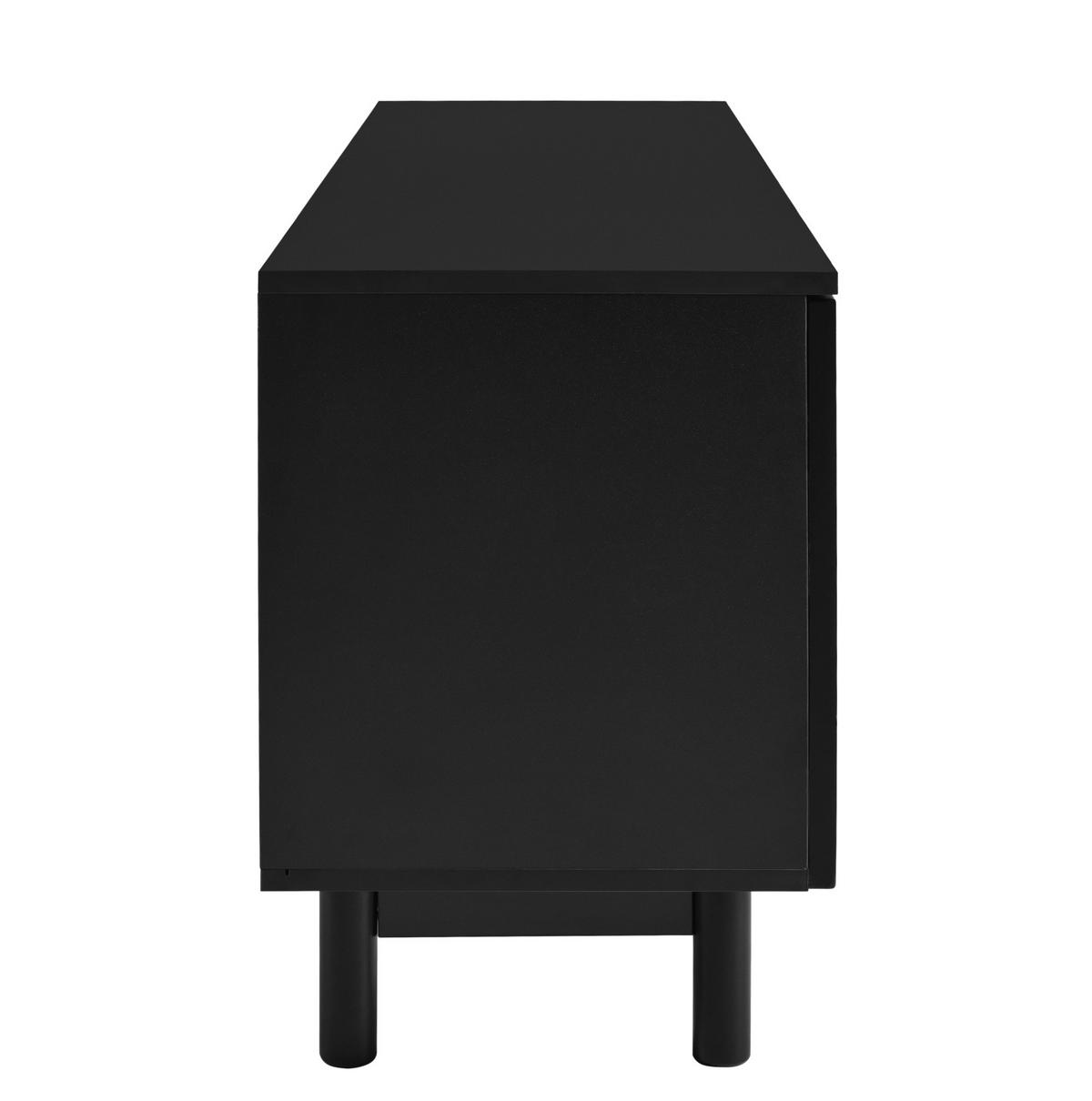 TV ormarić 175/38/56 cm crni od MDF-a i iverice s 4 vrata i podesivim policama - crna, drvni materijal (175/56/38cm) - OKWISH