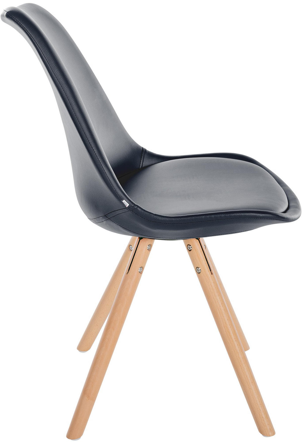 STUHL Lederlook schwarz - Eukalyptusholzfarben/Schwarz, Holz/Textil (48/81/54cm) - CLP