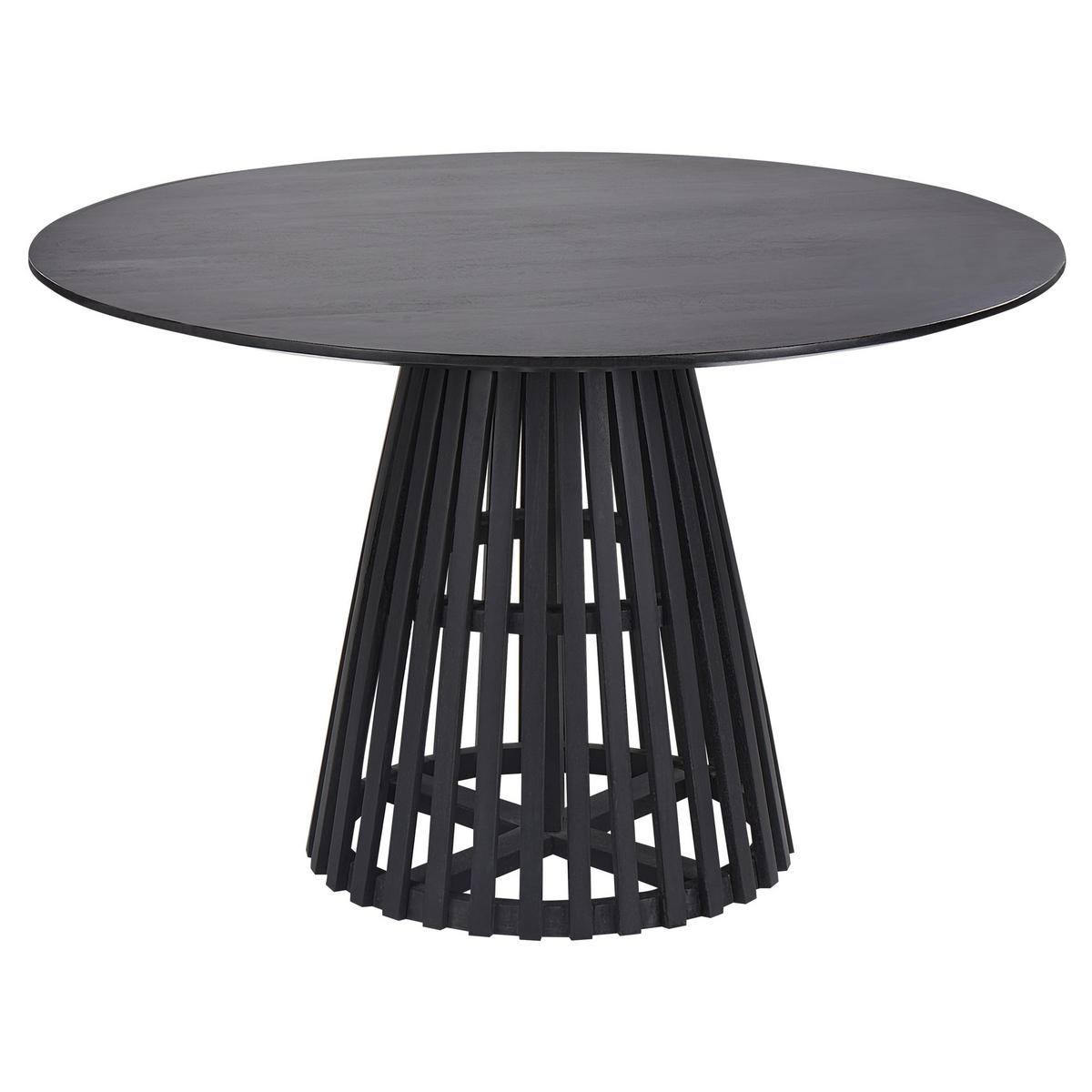 ESSTISCH Akazienholz schwarz 120 cm Mesilla - Schwarz, Holz (120/120/77cm) - Beliani