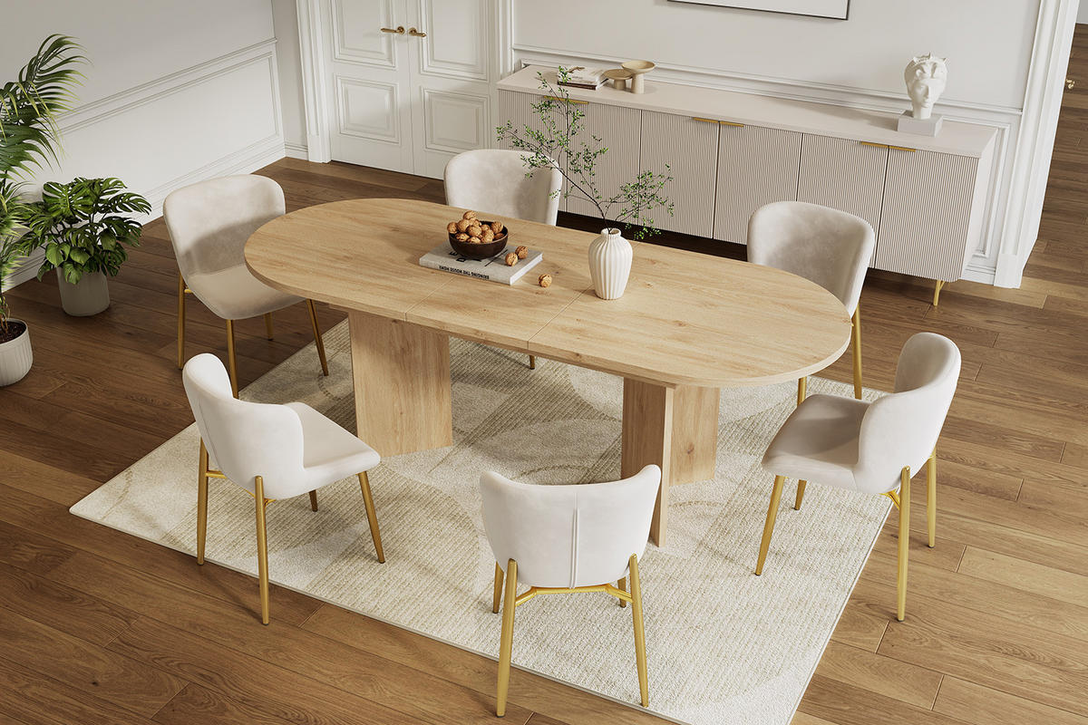 Esstisch ausziehbar Holzoptik 120–160x80 cm - Eichefarben, Holzwerkstoff (80/160/75cm) - Urban Meuble