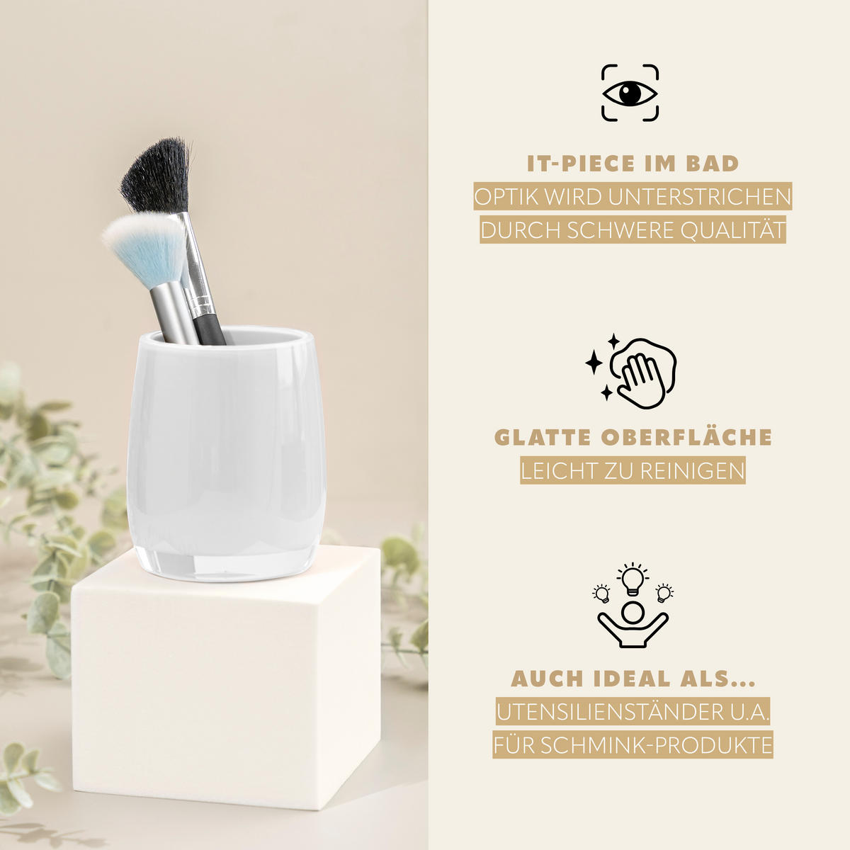 ZAHNBÜRSTENBEHÄLTER SAVONA, weiß - Weiß, Kunststoff (8/10/8cm) - bremermann