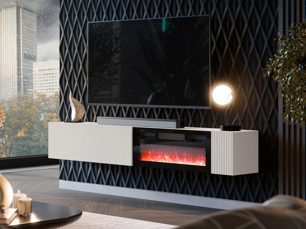 TV-LOWBOARD Capital 200 EF mit Kamin - Kaschmir, Holzwerkstoff (200/38/30cm) - MIRJAN24