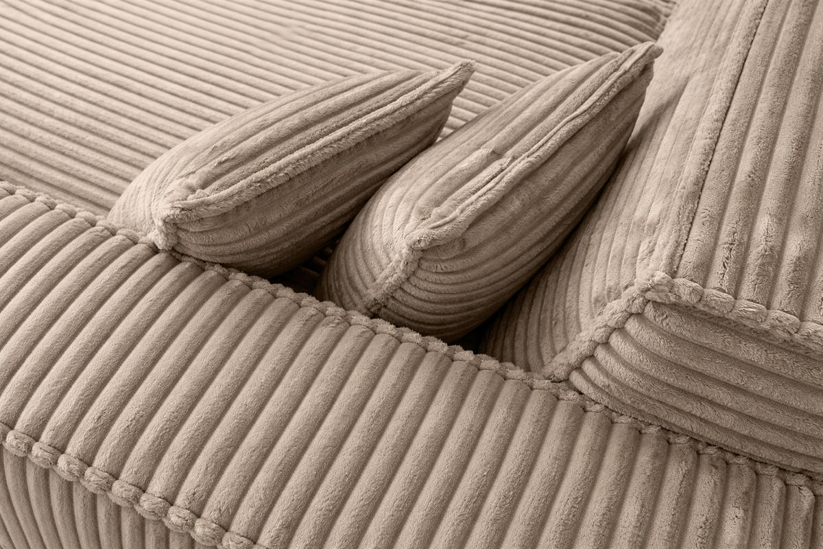 ECKSOFA L-Form, Cordstoff Velo, Beige, Rechts, Modena Studio - Beige, Holz (236/165cm) - Kaiser Möbel