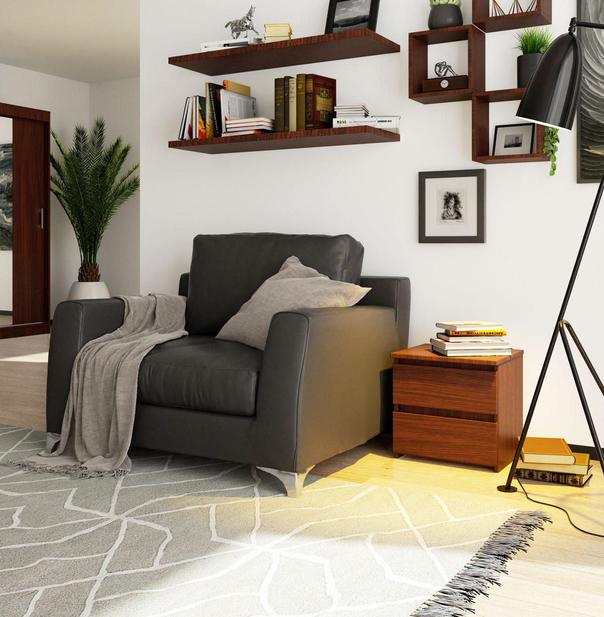 NACHTSCHRANK Wengefarben 40x35x40 cm - Wengefarben/Erlefarben, Holzwerkstoff (40/40/35cm) - Akord