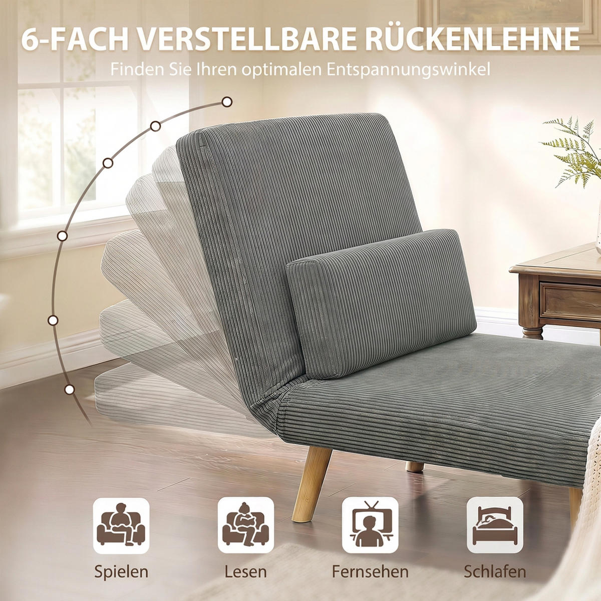 BÄDDFÅTÖLJ i polyester, mörkgrå - Beige/Brun, Textil/Metall (75/84/90cm) - HOMCOM