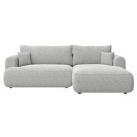 ECKSOFA Ovo Hellgrau Webstoff-Bezug - Hellgrau/Schwarz, Kunststoff/Textil (165/260cm) - Selsey