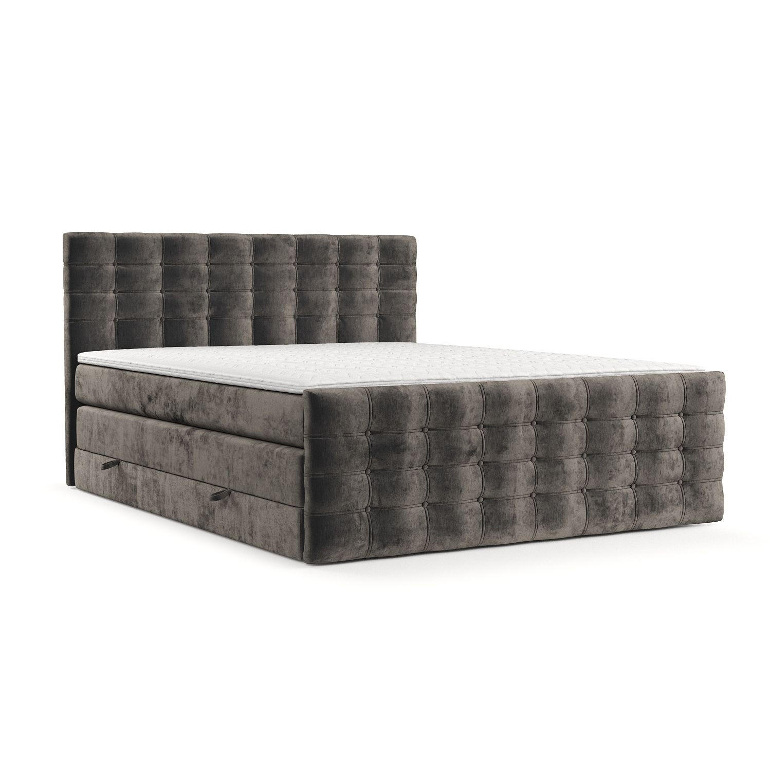 BOXSPRINGBETT Blend Dunkebraun 120/200 cm mit Matratze und Topper - Dunkelbraun/Schwarz, Holz/Holzwerkstoff (120/200cm) - Maison de Reve