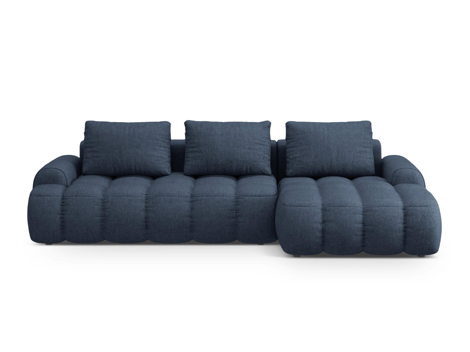AUSKLAPPBARES-ECKSOFA rechts mit Container Linz aus strukturiertem Stoff dunkelblau 3 Sitzplätze - Dunkelblau, Textil (142/275cm) - Cosmopolitan Design