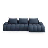 AUSKLAPPBARES-ECKSOFA rechts mit Container Linz aus strukturiertem Stoff dunkelblau 3 Sitzplätze - Dunkelblau, Textil (142/275cm) - Cosmopolitan Design