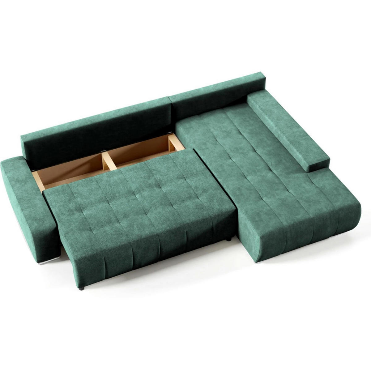 ECKSCHLAFSOFA Draco L Grün - Schwarz/Grün, Textil/Metall (267/186cm) - Beautysofa