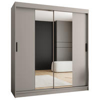 ŠATNÍ skříň s posuvnými dveřmi 200/180/62 2dveřová - černá/kašmírová, dřevo/plast (180/200/62cm)