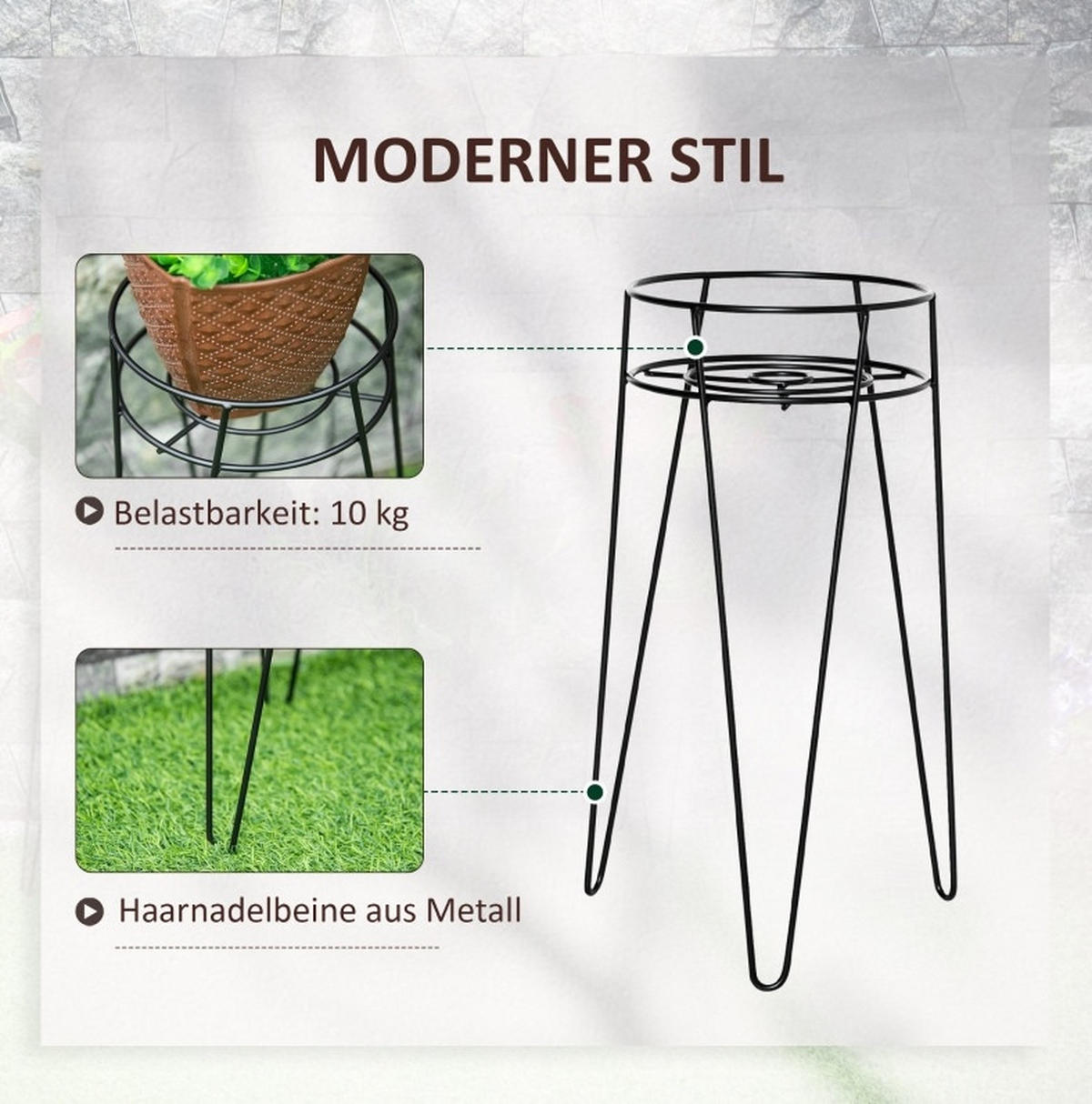 BLUMENTREPPE aus Stahl 21x20x23,5-26x23x42 cm in Schwarz - Schwarz, Metall (23/42/26cm) - Modfu