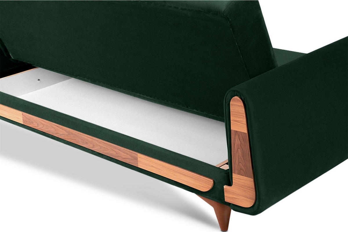 3-SITZER-SCHLAFSOFA GUSTAVO mit Armlehnen, dunkelgrün - Dunkelgrün/Braun, Holz/Holzwerkstoff (230/98/98cm) - KONSIMO®
