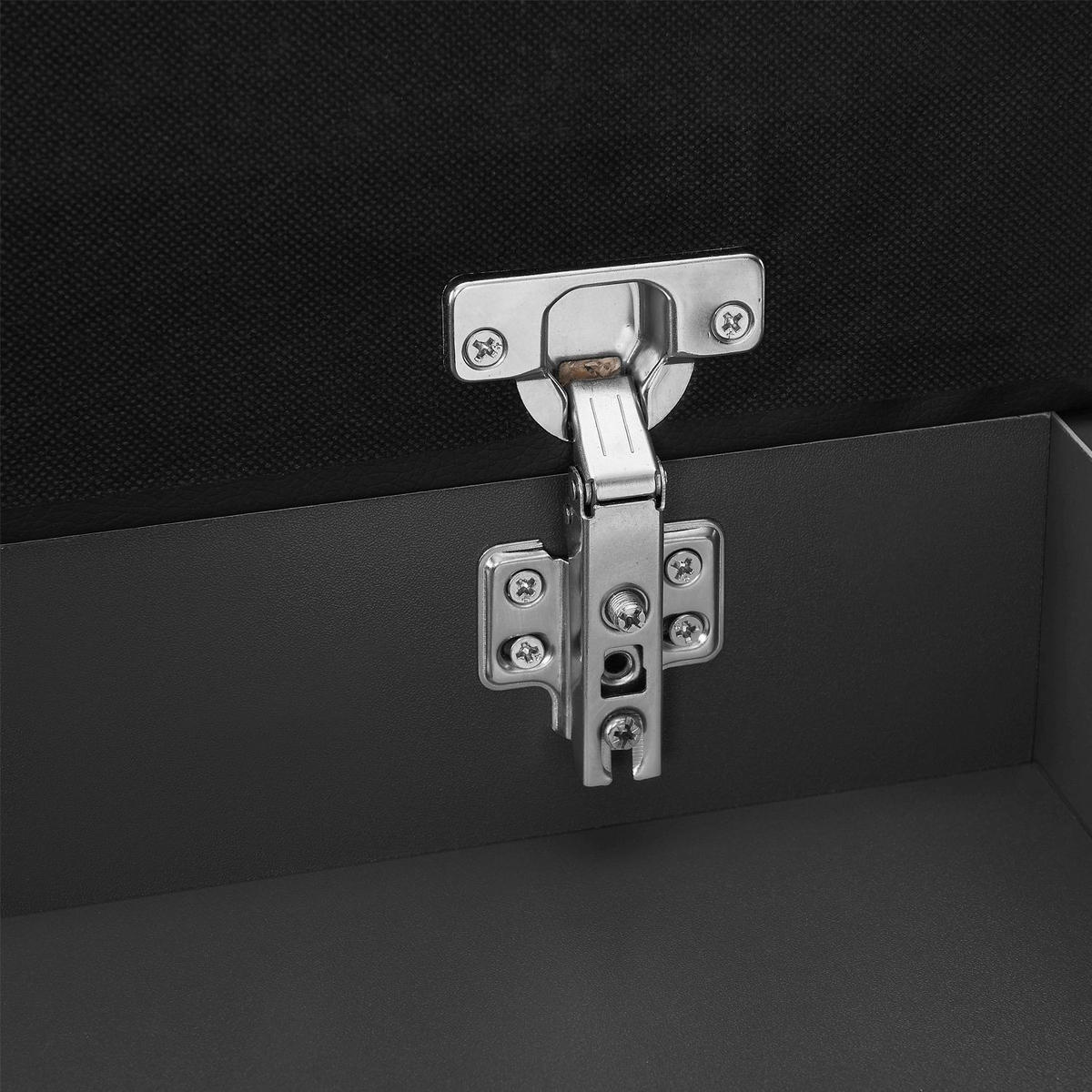 SCHUHREGAL grau mit Klappdeckel und gepolstertem Sitz 60 x 30 x 44 cm - Dunkelgrau, Holz (30/44/60cm) - Juskys