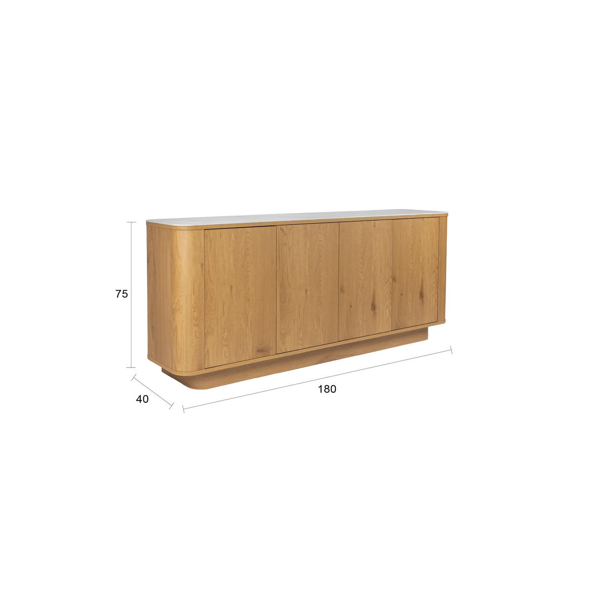 SIDEBOARD Almira Hoch 180 cm / Marmoroptik Natural - Naturfarben, Holzwerkstoff (180/75/40cm) - Housecraft Living