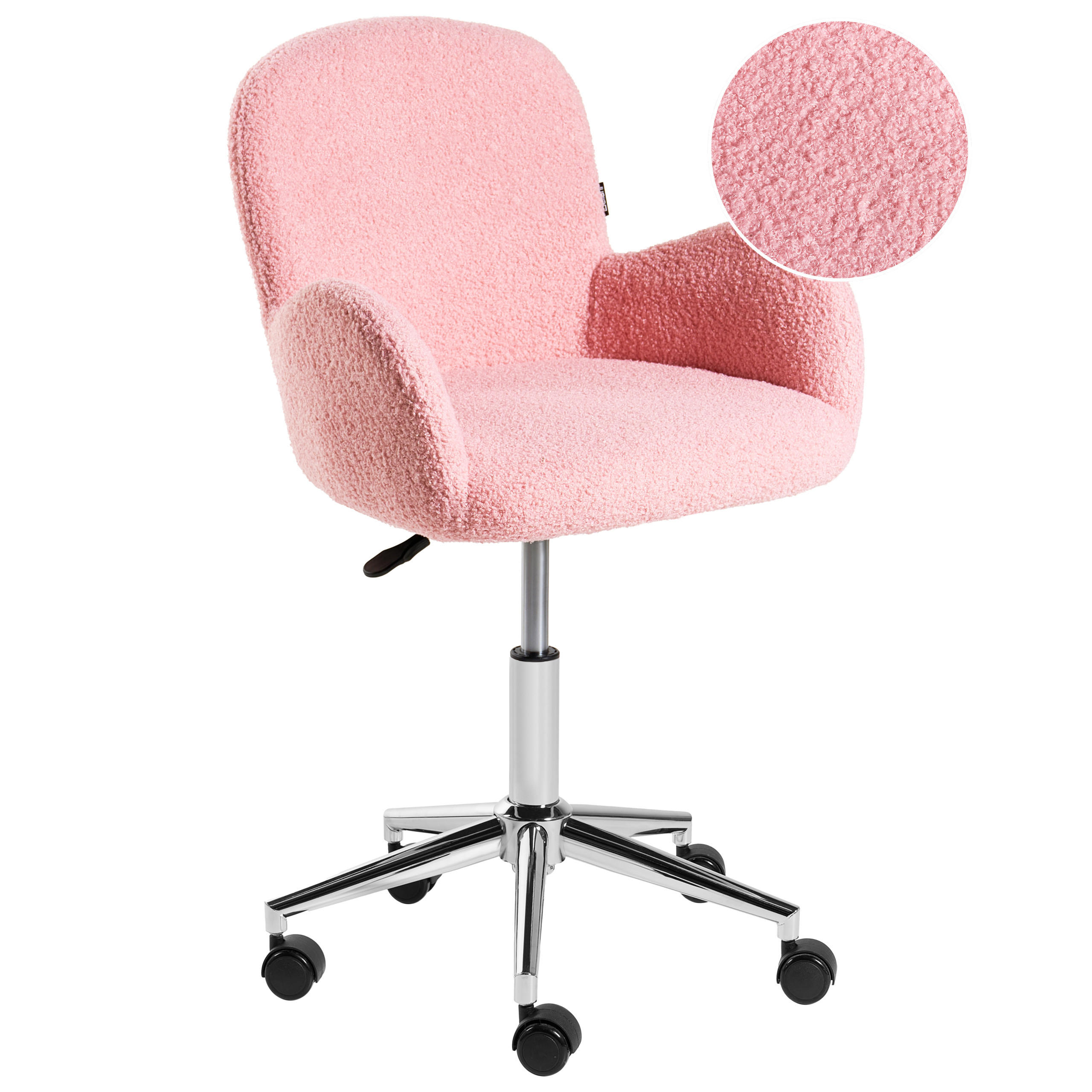 SCHREIBTISCHSTUHL Bouclé Rosa Priddy - Pink, Textil (60/79/60cm) - Beliani