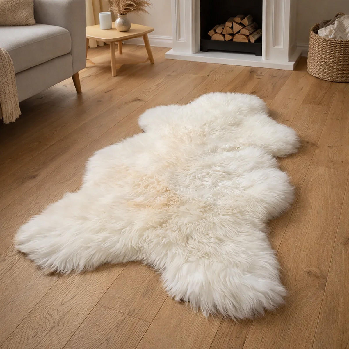 SCHAFFELL Lammfell Naturweiß ca. 90 cm - Weiß, Fell (50/90cm) - Provellus