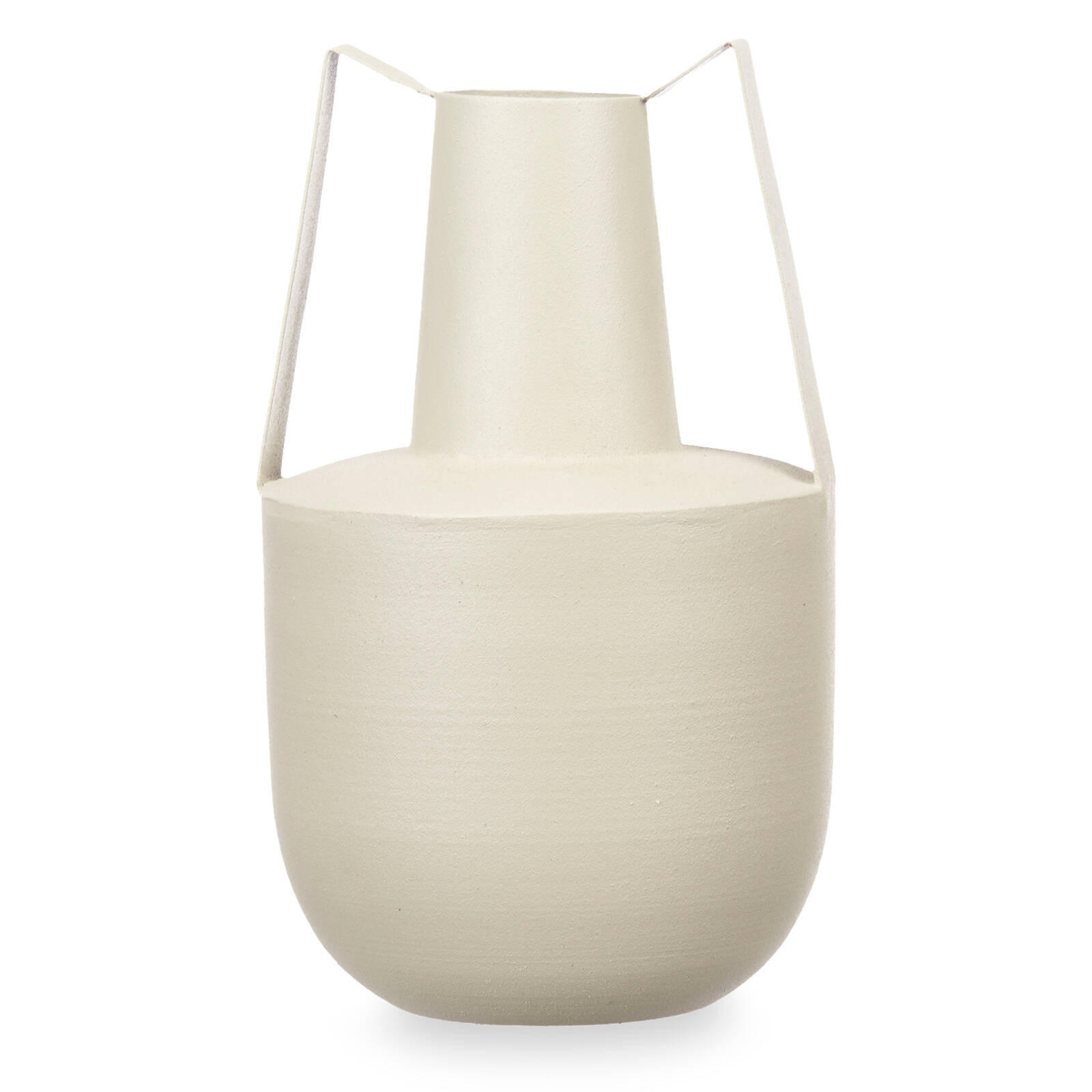 VASE Metall Pastellfarben mit Griffen 21 cm - Creme, Metall (21cm) - Giftdecor