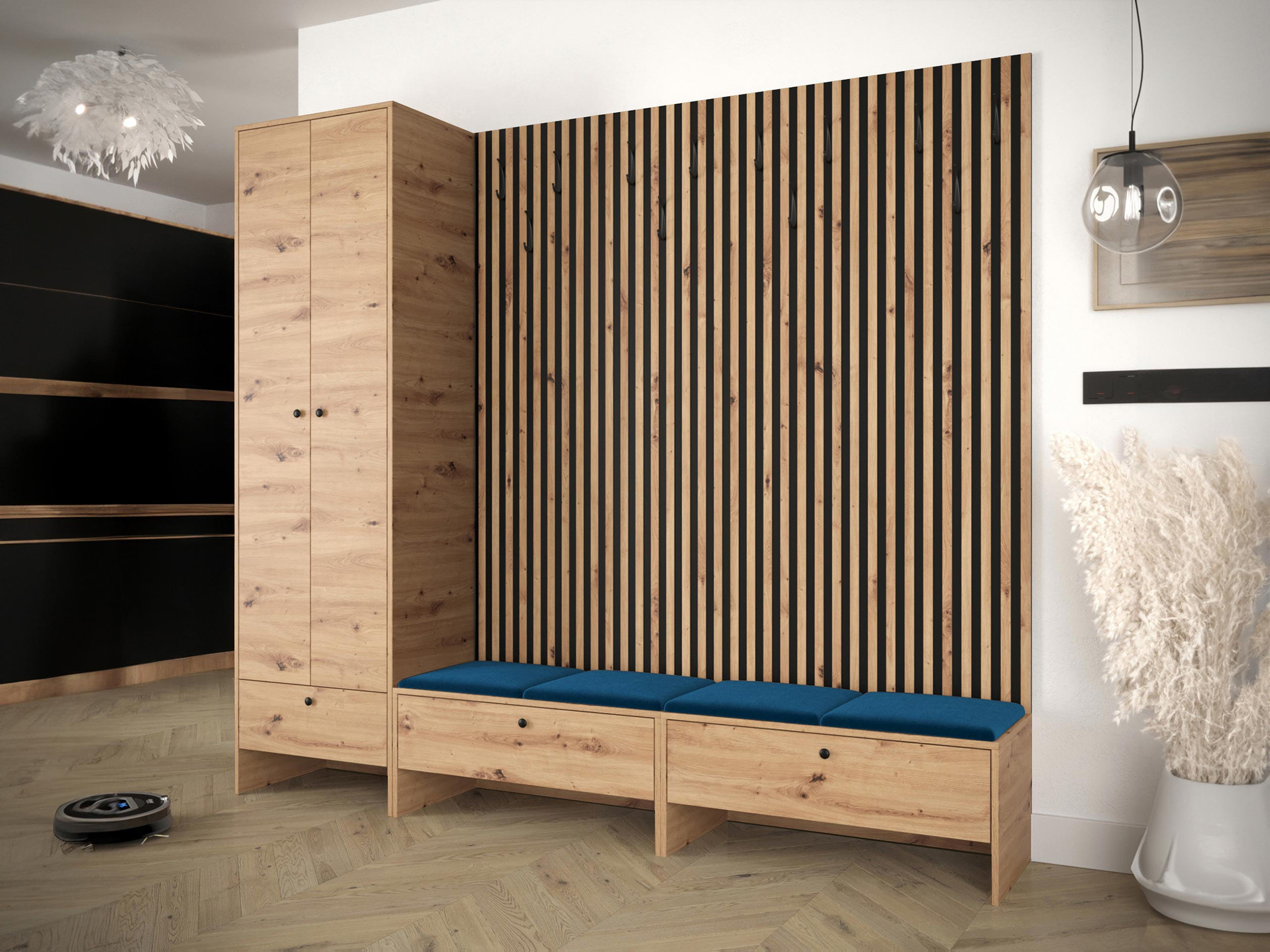 GARDEROBE Balma VI - Blau, Holzwerkstoff (230/206/44cm) - MIRJAN24