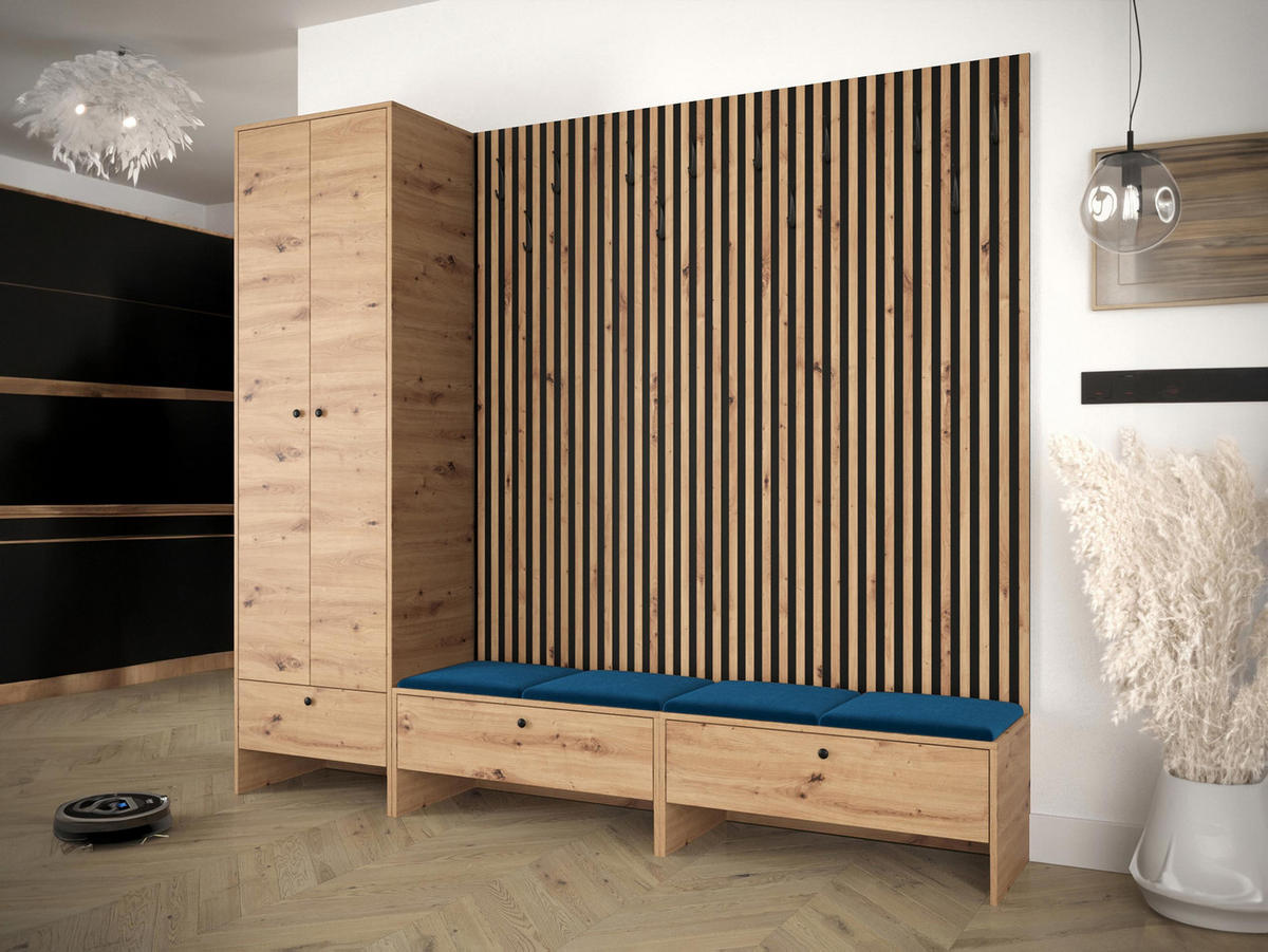 GARDEROBE Balma VI - Blau, Holzwerkstoff (230/206/44cm) - MIRJAN24