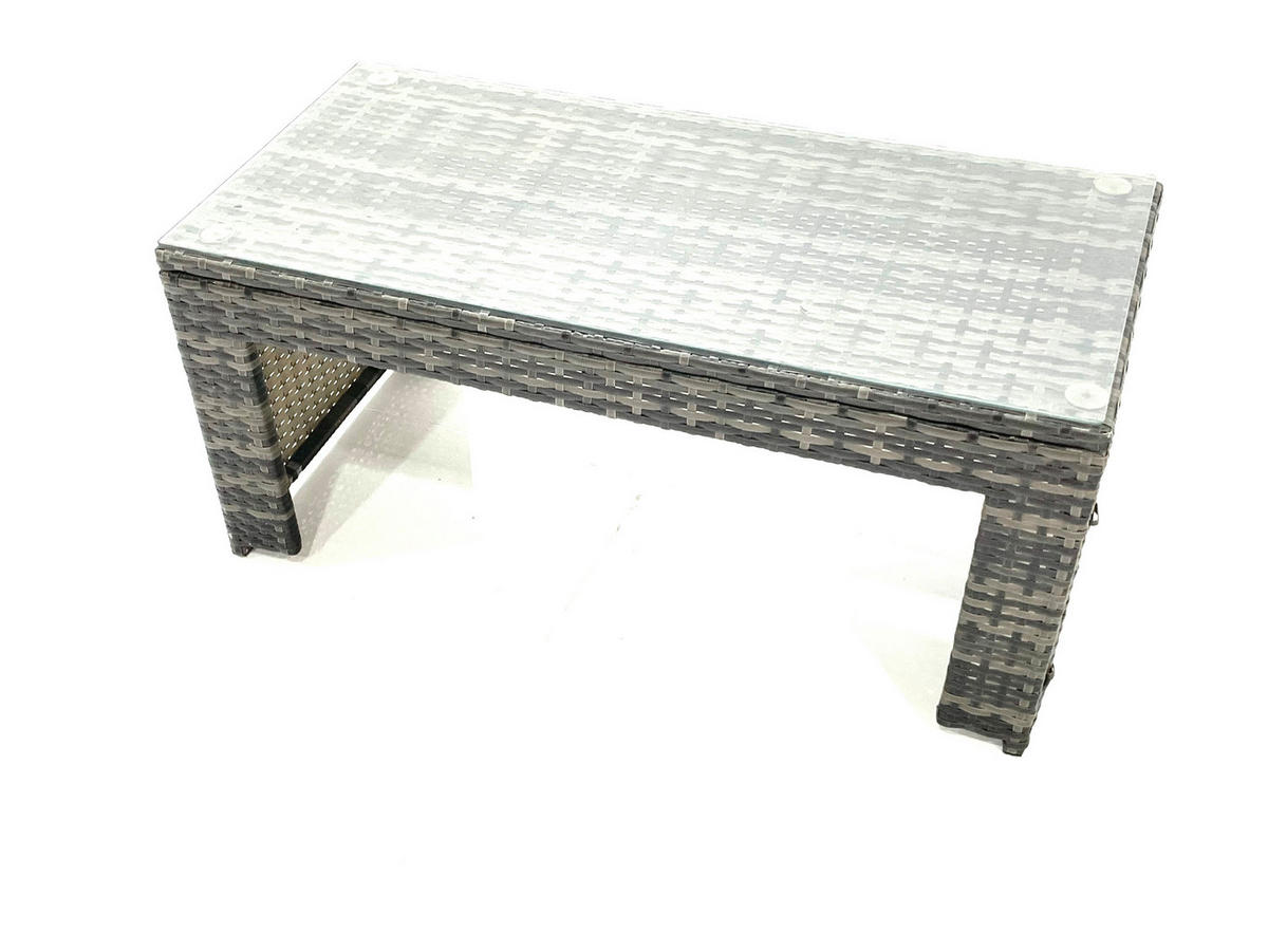 GARTENMÖBEL COUCHTISCH SET mit Sofa Polyrattan Outdoor 6-Sitzer - Dunkelgrau/Grau, Glas/Kunststoff - Fimous