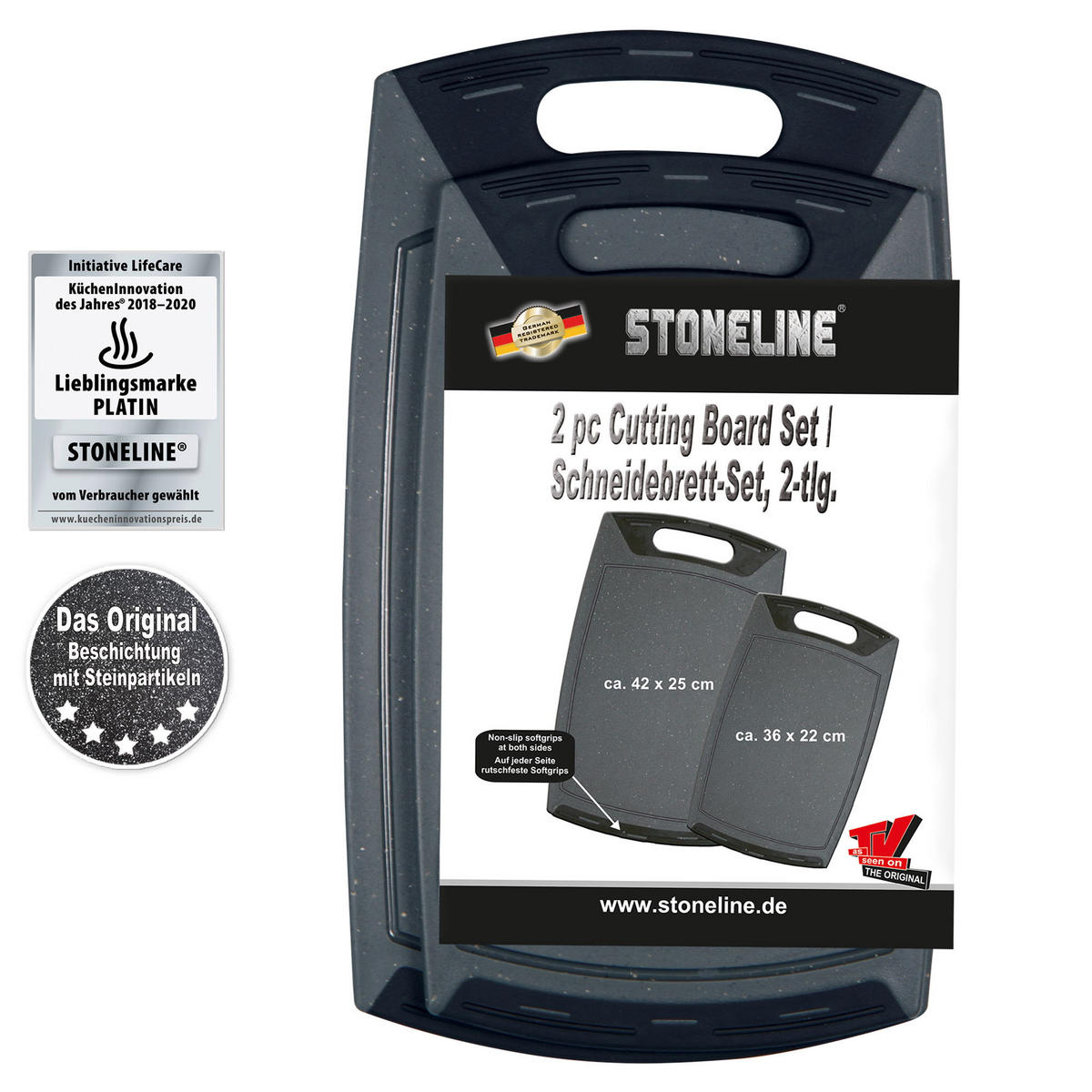 SCHNEIDBRETTER SET 2-TEILIG - Schwarz, Kunststoff (26.5/43.2cm) - Stoneline