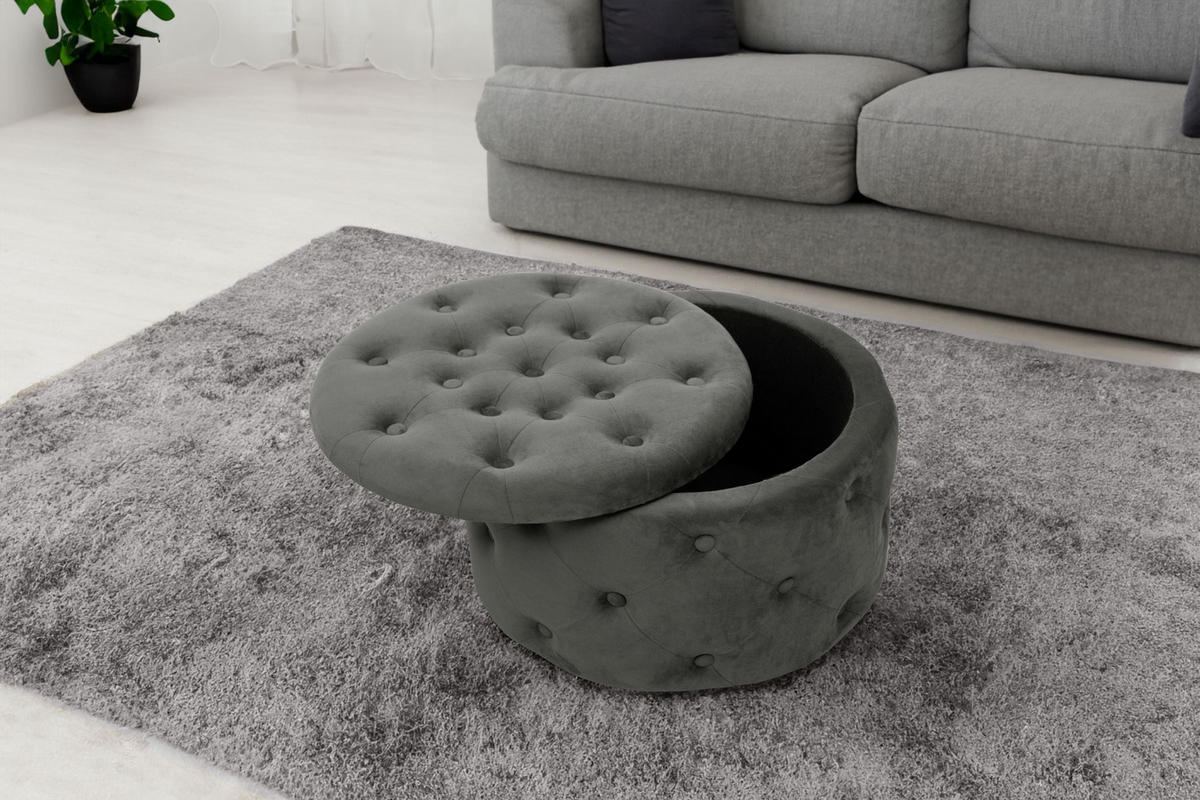 POLSTERHOCKER Graphit 55/30/55 - Graphitfarben, Textil (55/30/55cm) - RAUMHIRSCH FURNITURE