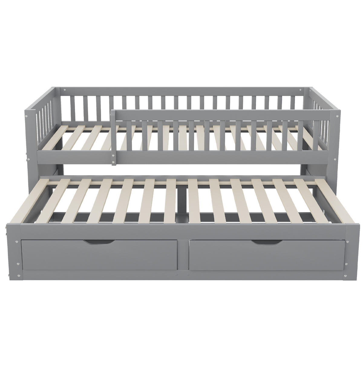 SCHLAFSOFA 90/200 cm mit Ausziehbett, 2 Schubladen und Rundum-Sicherheitsgitter, Grau - Grau, Holzwerkstoff (95/77.5/205cm) - Redom