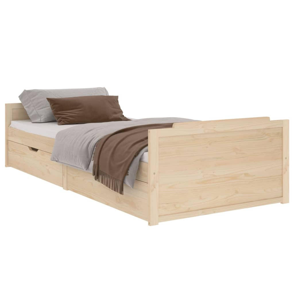 MASSIVHOLZBETT mit Schubladen Kiefer 90x200 cm - Naturfarben, Holz (200/90cm) - furnicato