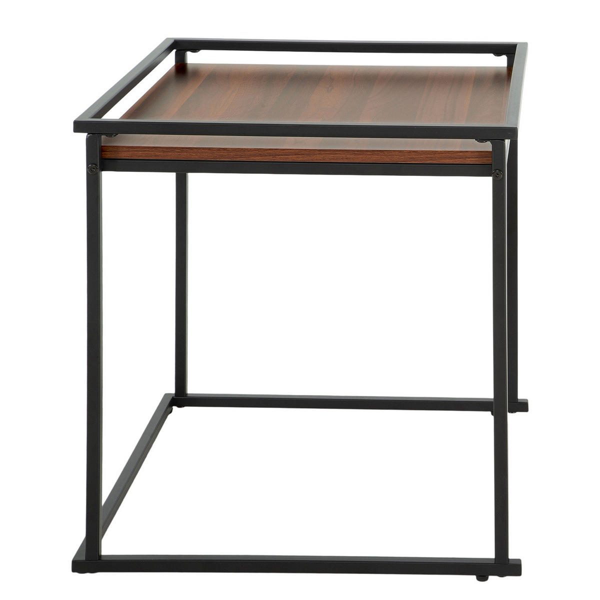BEISTELLTISCH - 2er-Set - Walnussfarben/Schwarz, Holzwerkstoff/Metall (50/50/54cm) - home24