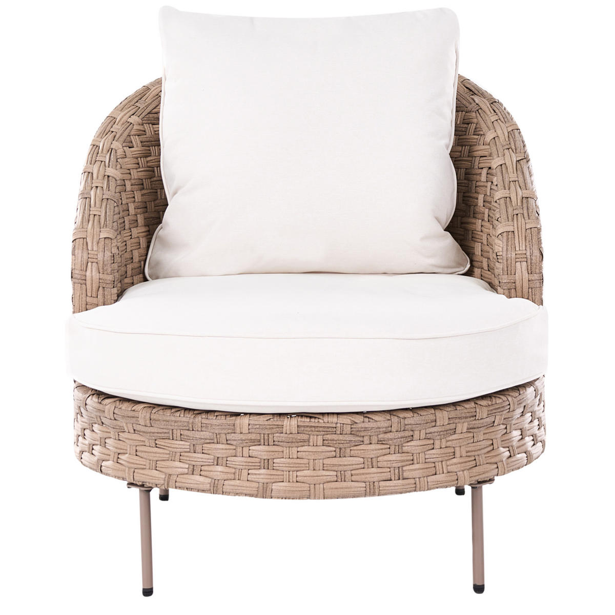 GARTENSESSEL mit Ottomane Polyrattan Braun Arcille - Braun, Kunststoff (80/80/93cm) - Beliani