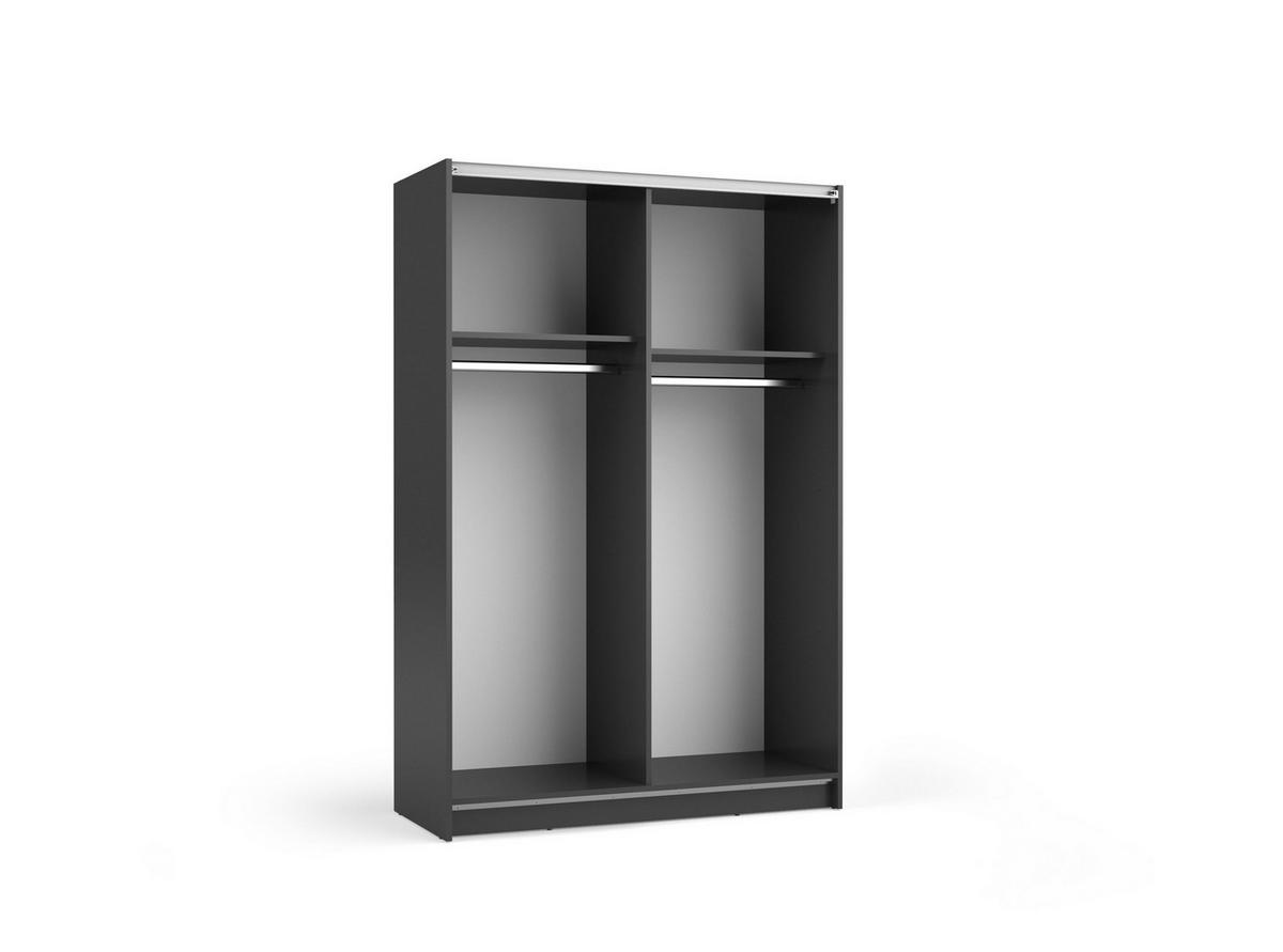 SCHWEBETÜRENSCHRANK CERON 120/182/54,6cm 2-türig mit Spiegel Schwarz - Schwarz, Holzwerkstoff (120/182/54.6cm) - MASSENO