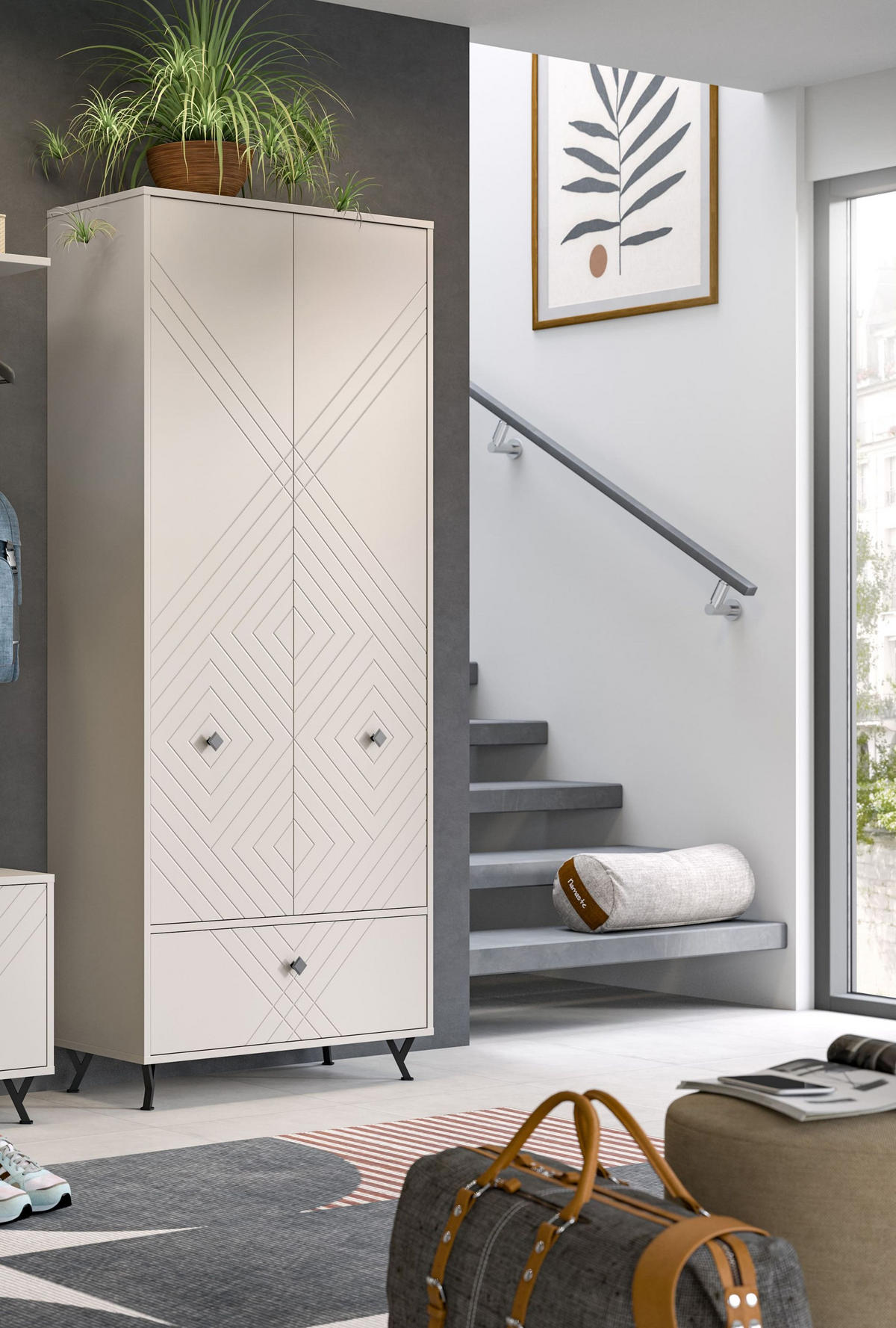 GARDEROBENSCHRANK NOTES (B/H/T: ca. 80/195/35 cm) in sandbeige/sandbeige matt - Sandfarben, Holzwerkstoff (80/195/35cm)