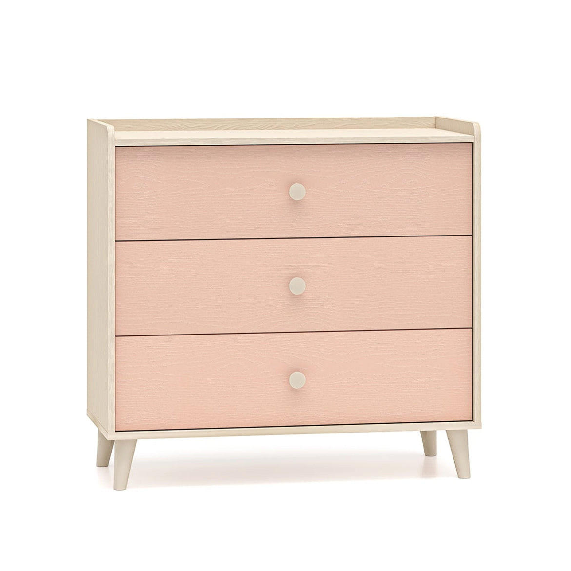 DETSKÁ KOMODA Alycia Béžová - Korálovo ružová - Efekt dreva - pink, drevo (90/85/40cm) - Petits-meubles