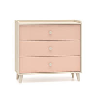 DETSKÁ KOMODA Alycia Béžová - Korálovo ružová - Efekt dreva - pink, drevo (90/85/40cm) - Petits-meubles