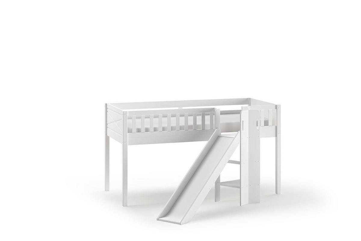 HOCHBETT mit Rutsche Karyl 208x114x204 aus Massivholz in Weiß - Weiß, Holz (90/200cm) - 58aufmkessel