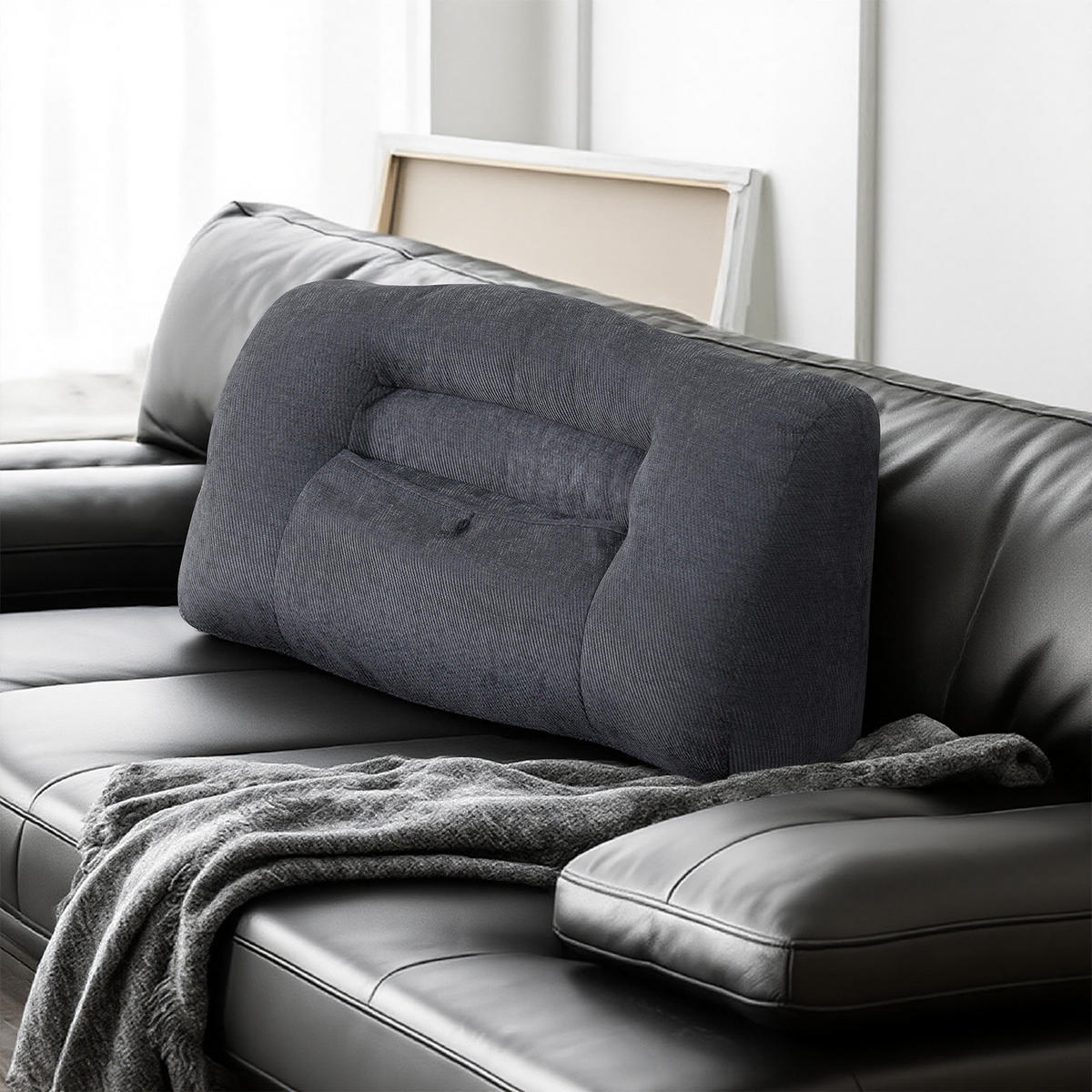 RÜCKENSTÜTZKISSEN für Sofa Bett Chenille 90cm Grau - Grau, Textil (90/22cm) - Vercart