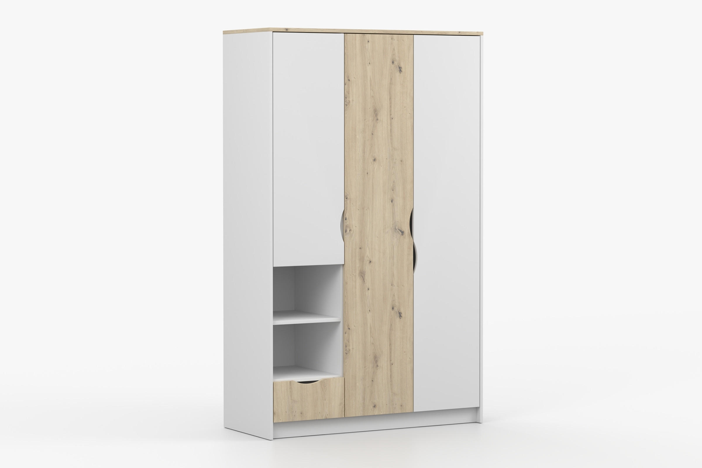 KINDERKLEIDERSCHRANK JUMI 120/193/50 cm in Weiß/Eiche Artisan - Weiß/Eiche Artisan, Holzwerkstoff (120/193/50cm) - Deine Möbel 24