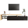 TV-SCHRANK und Glas in Schwarz Hochglanz und Holzoptik mit LED 197.5/39/42 cm - Schwarz, Holzwerkstoff (197.5/42/39cm) - Redom