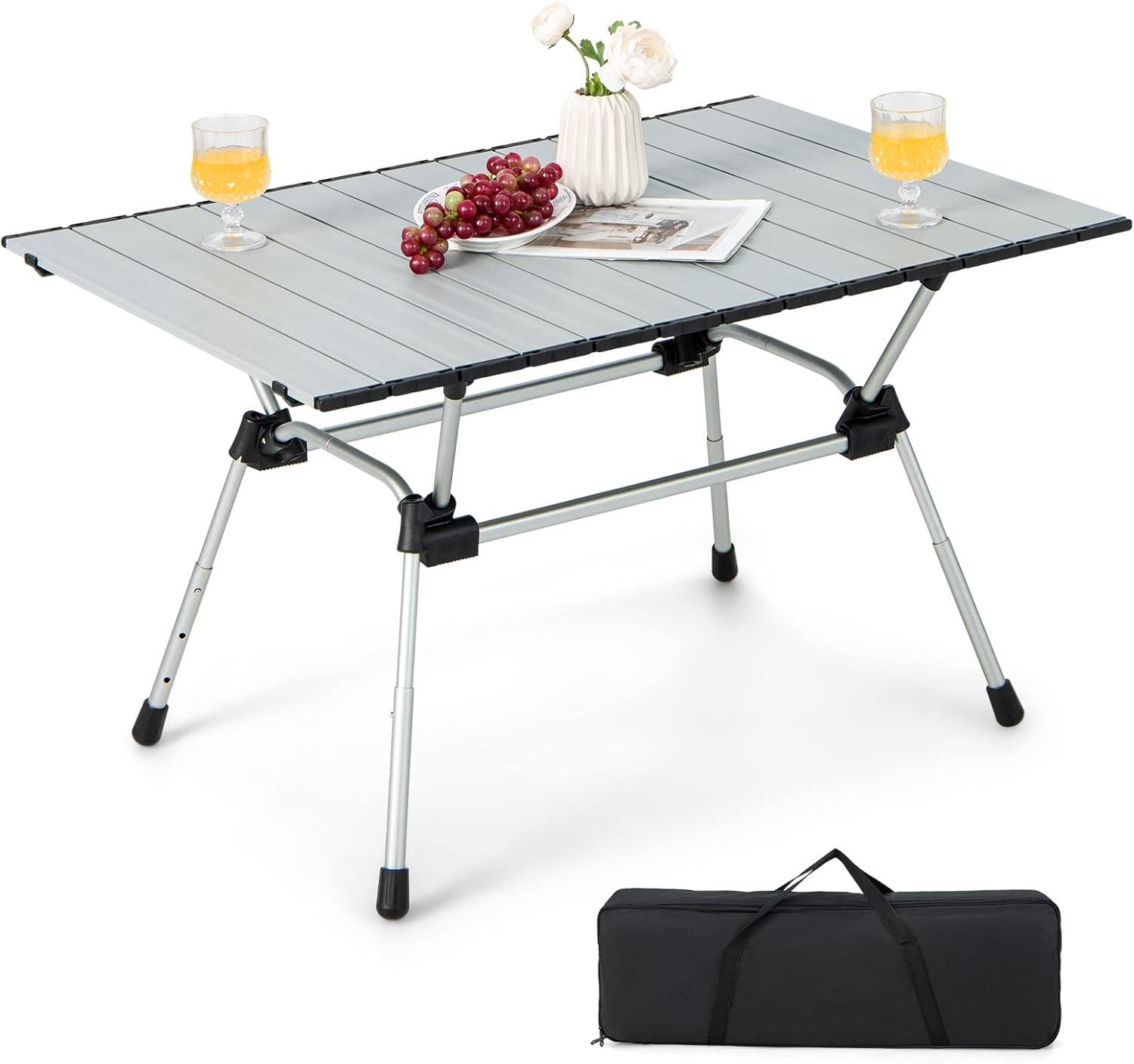 Costway Campingtisch Silber 90x52x61 cm
