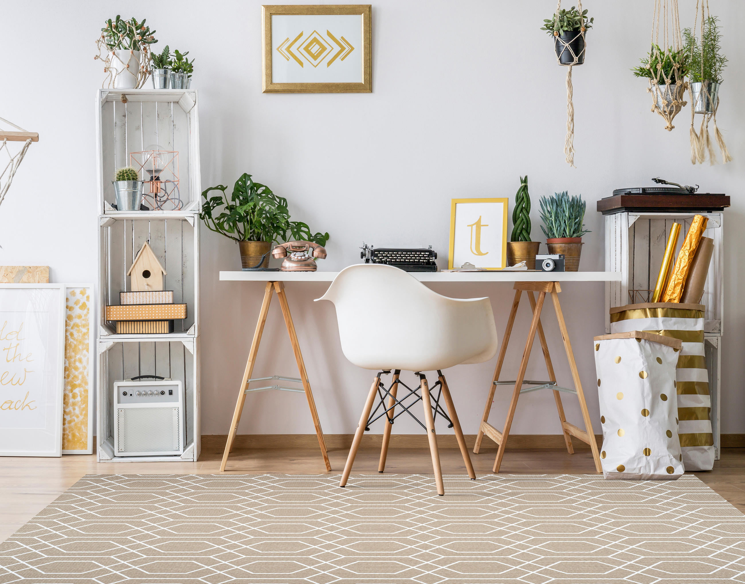 TEPPICH Premium en Vinyle Weißes Design 120x180 cm - Weiß, Kunststoff (120/180cm) - STORESDECO