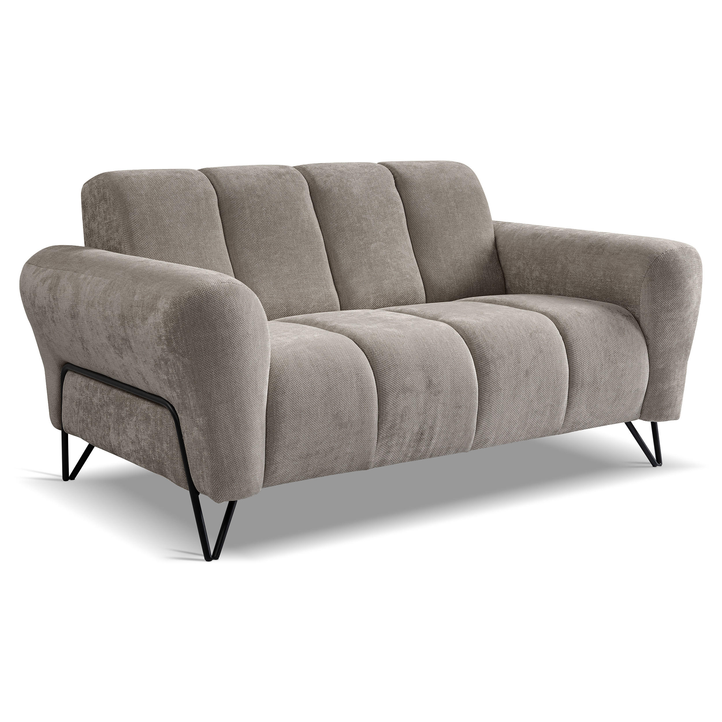 2-SITZER SOFA Volare ohne Schlaffunktion Hellbraun - Hellbraun/Schwarz, Textil/Metall (160/83/98cm) - Beautysofa