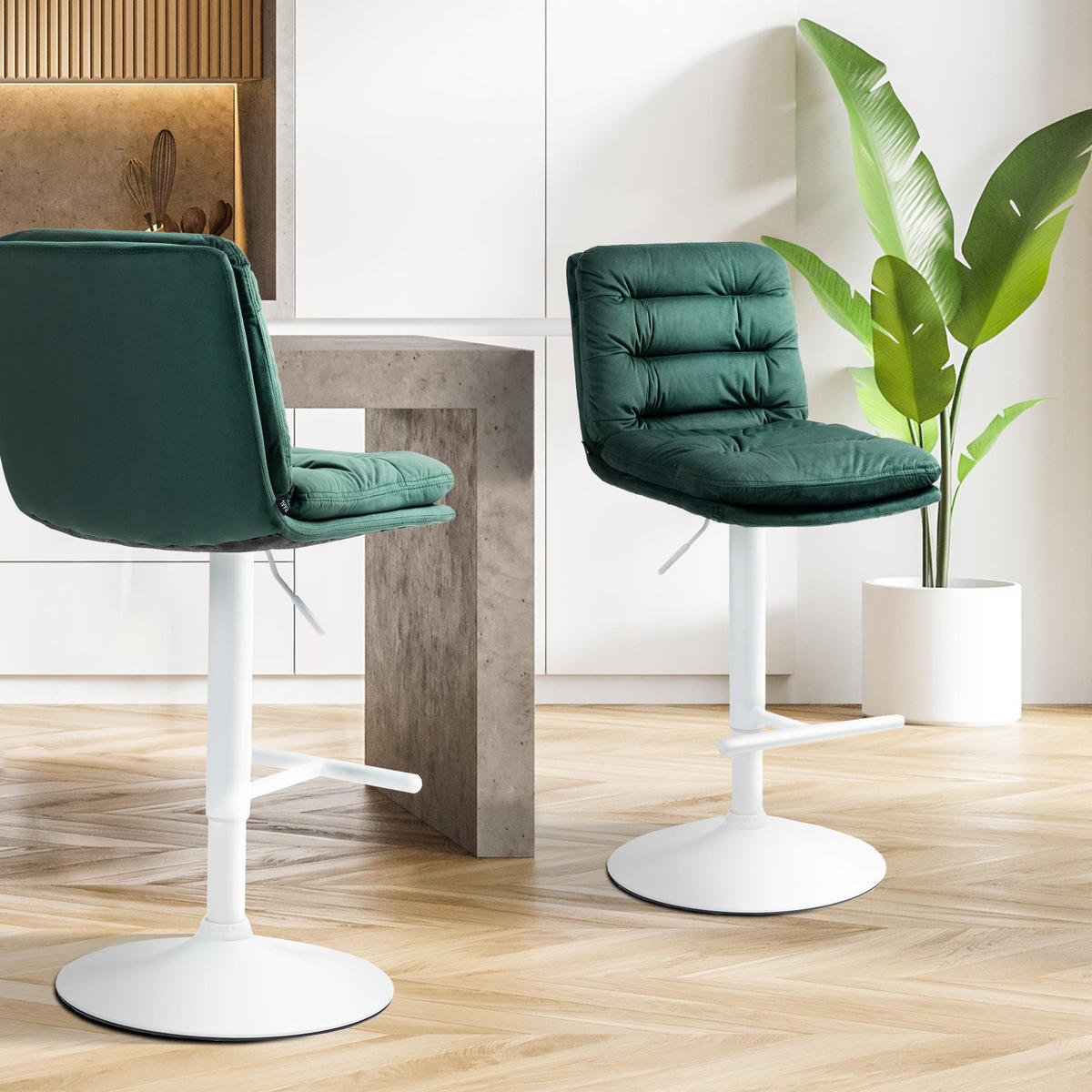 BARHOCKER Samt grün - Weiß/Grün, Textil/Metall (42/94/56cm) - CLP